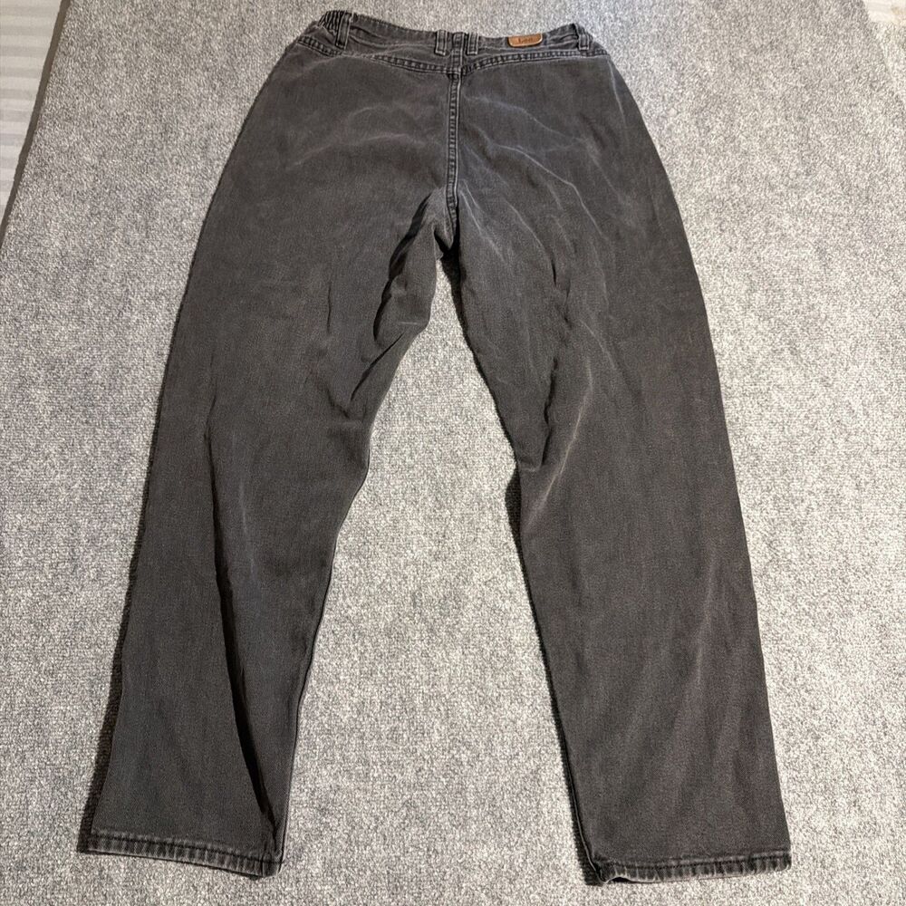 Vintage Lee Denim Jeans Womens 14 Black Elastic High Waist Mom Jeans Made Mexico